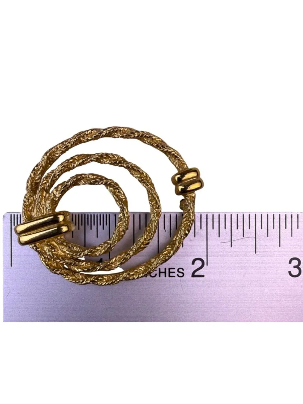 Vintage Monet Gold Tone Rope Twist Brooch Elegant Circular Pin  Signed